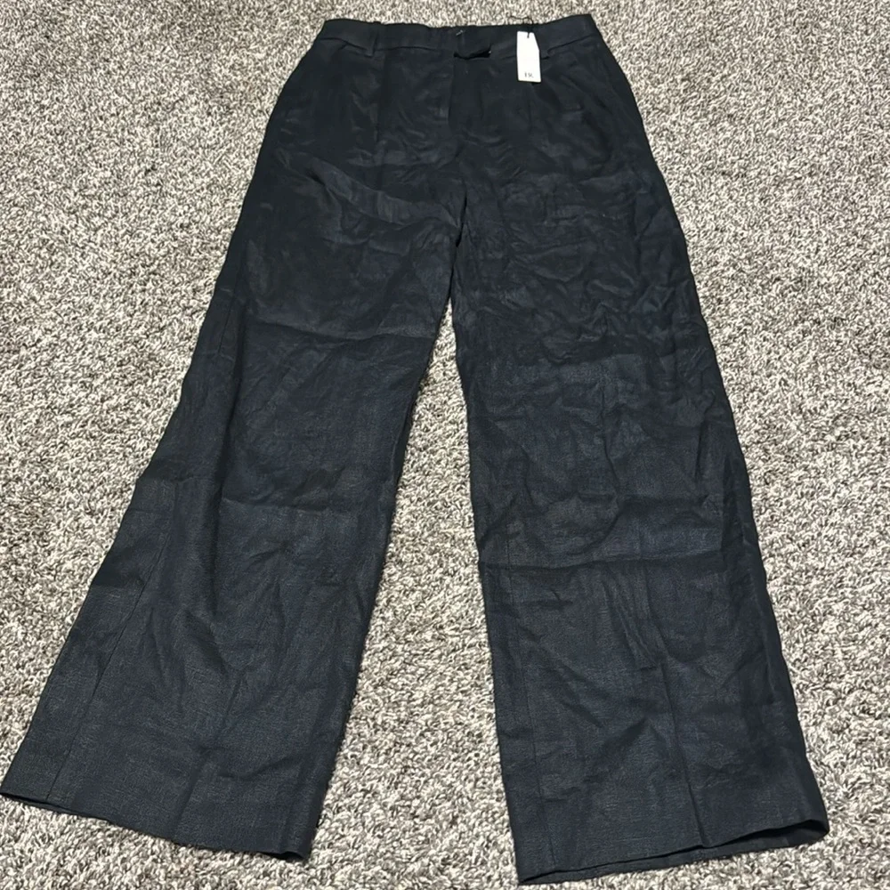 NWT! Banana Republic Black Lina Straight Linen Pant - 882876 🖥️7️⃣